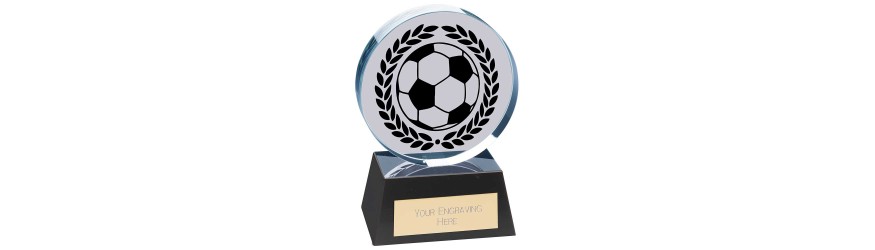 EMPEROR CRYSTAL FOOTBALL GLASS TROPHY -  2 SIZES - 12.5CM-15.5CM